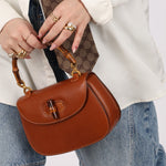 Gucci Brown Bamboo Turnlock Top Handle with Strap - FashioNica