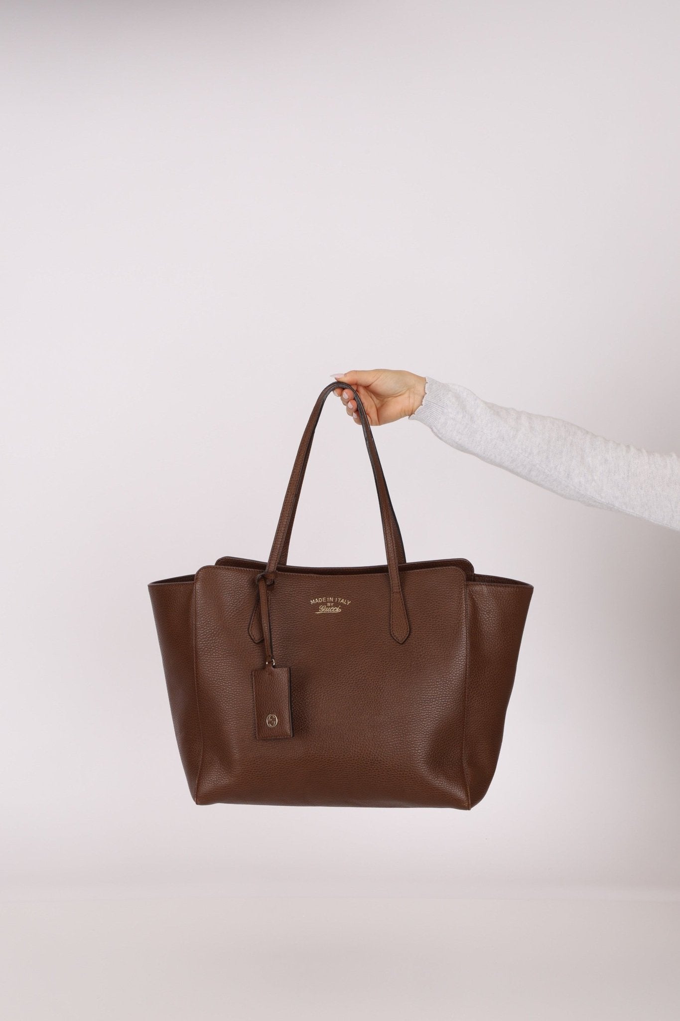 Gucci Brown Leather Medium Swing Tote - FashioNica