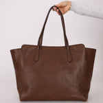 Gucci Brown Leather Medium Swing Tote - FashioNica