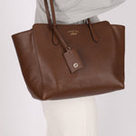 Gucci Brown Leather Medium Swing Tote - FashioNica