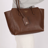 Gucci Brown Leather Medium Swing Tote - FashioNica
