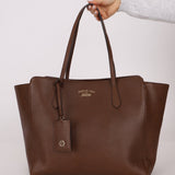 Gucci Brown Leather Medium Swing Tote - FashioNica