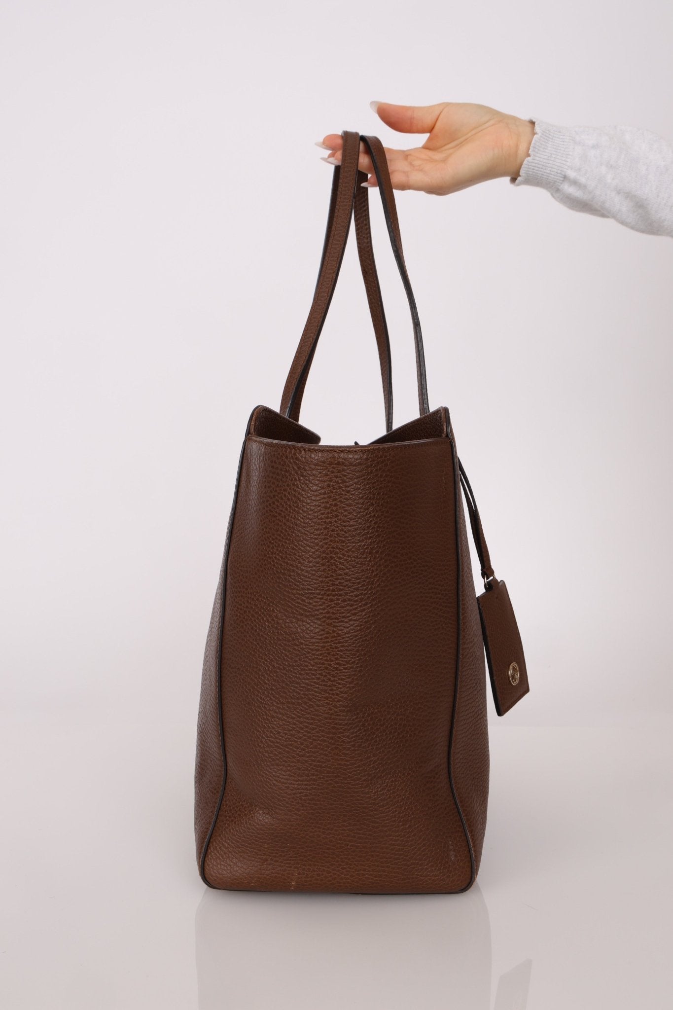 Gucci Brown Leather Medium Swing Tote - FashioNica