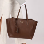Gucci Brown Leather Medium Swing Tote - FashioNica