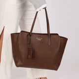 Gucci Brown Leather Medium Swing Tote - FashioNica