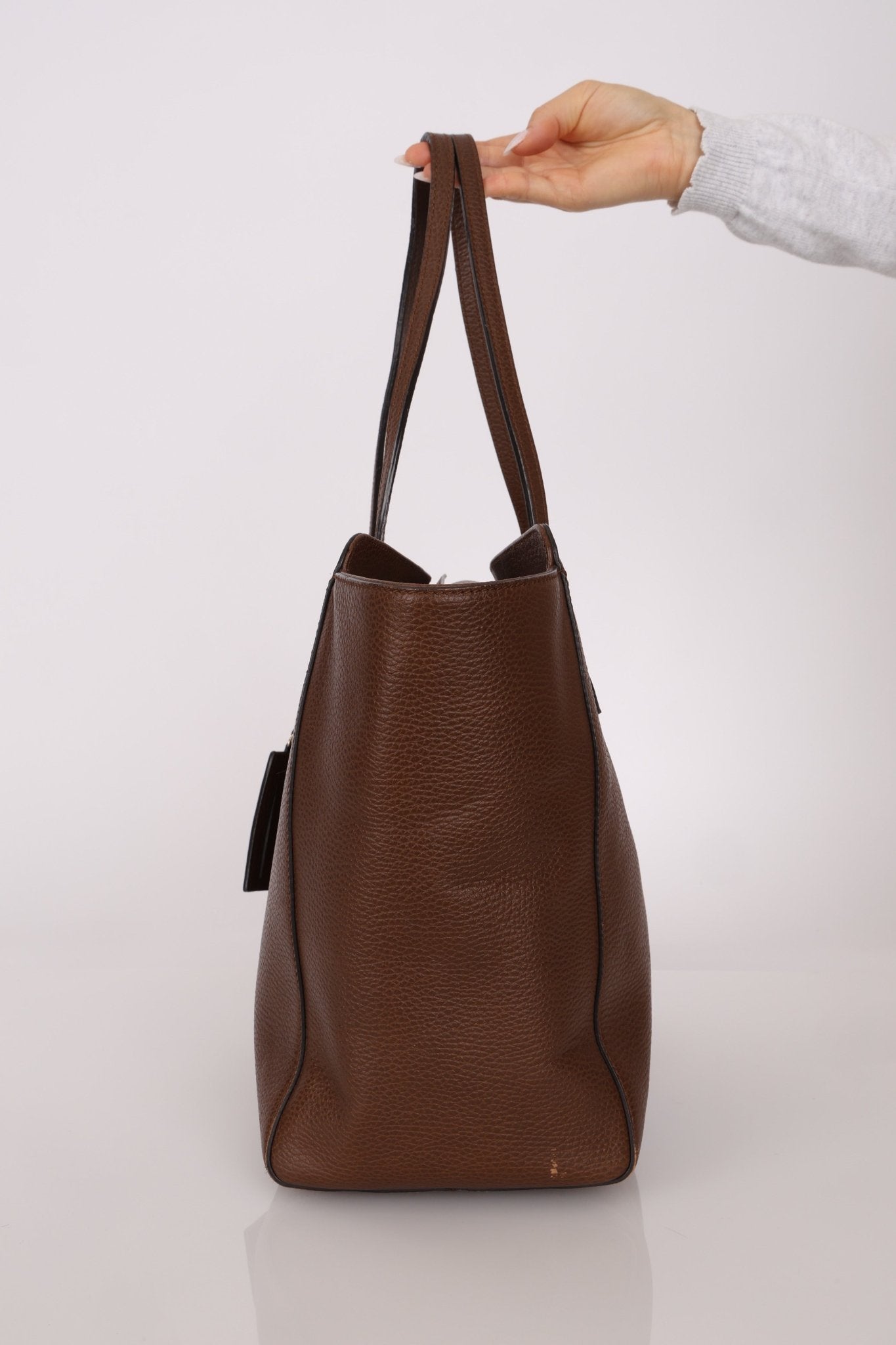 Gucci Brown Leather Medium Swing Tote - FashioNica