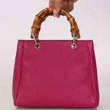 Gucci Calfskin Bamboo Bright Bougainville Mini Shopper Tote - FashioNica