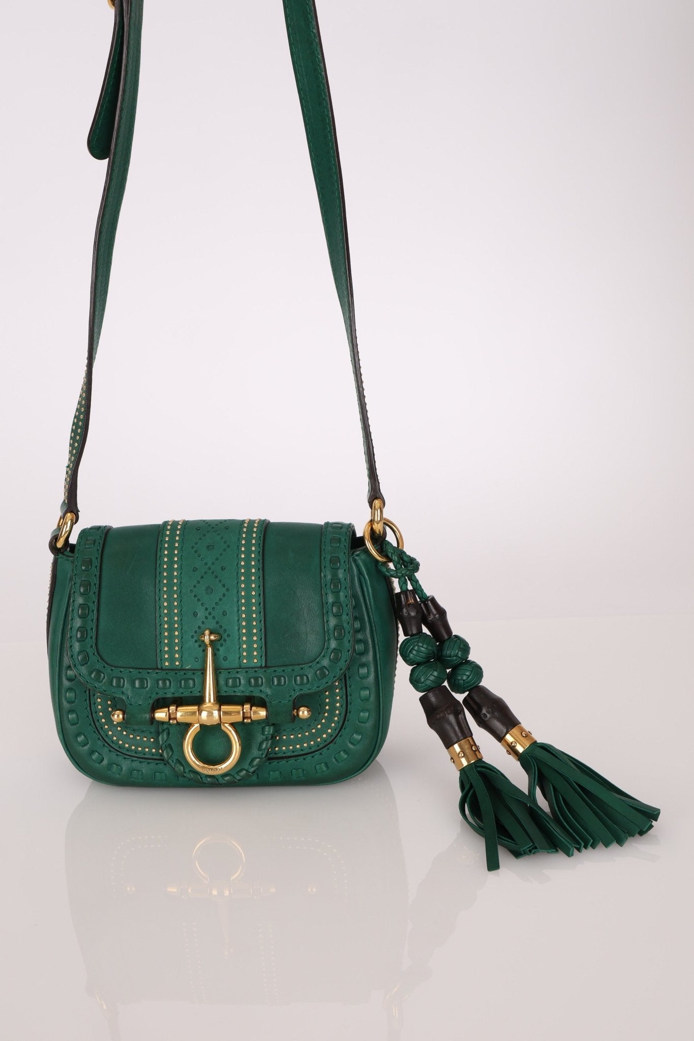 Gucci Calfskin Snaffle Bit Bamboo Shoulder Bag - FashioNica