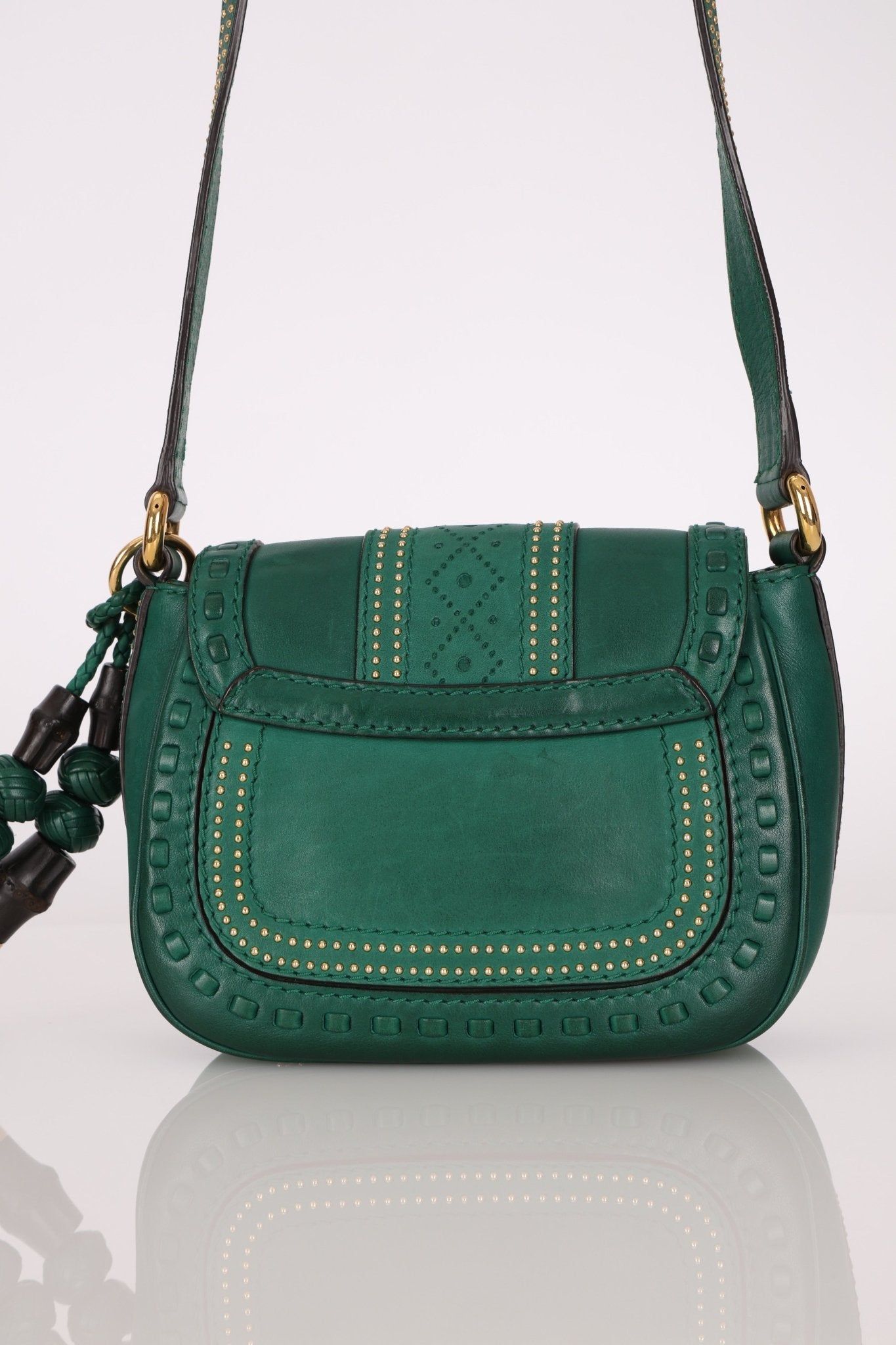Gucci Calfskin Snaffle Bit Bamboo Shoulder Bag - FashioNica