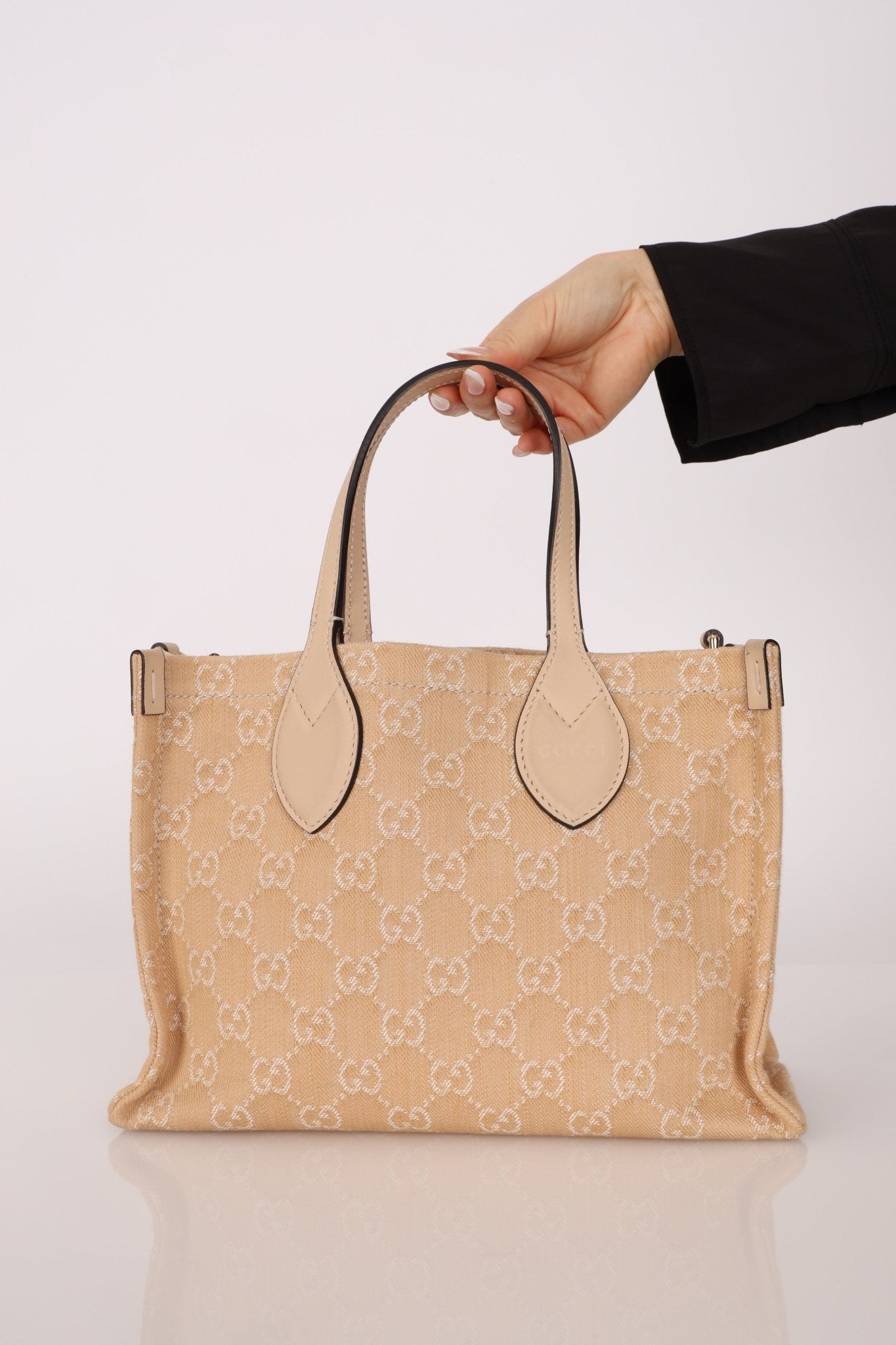 Gucci Canvas GG Denim Ophidia Medium Tote w/ Pouch - FashioNica