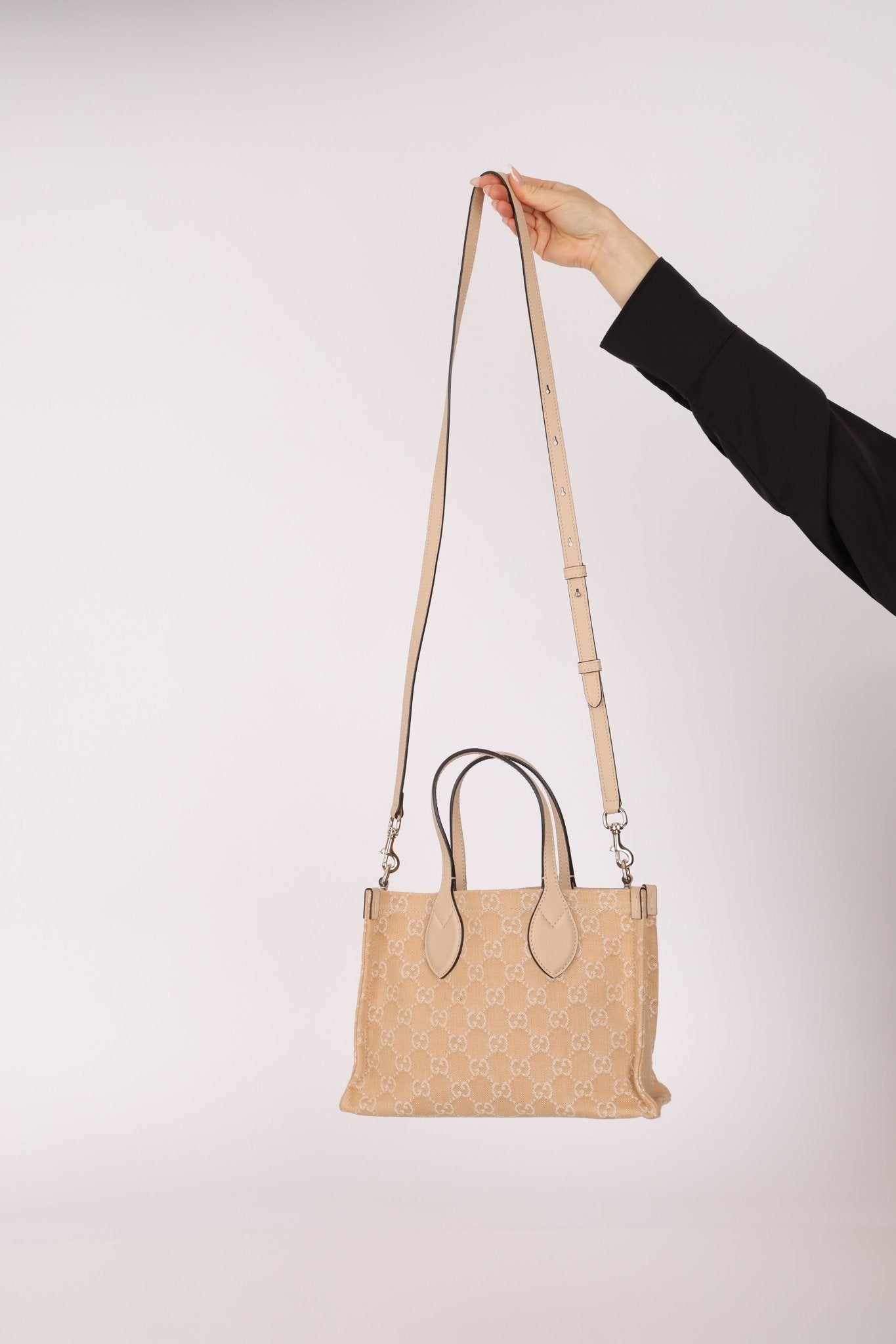 Gucci Canvas GG Denim Ophidia Medium Tote w/ Pouch - FashioNica