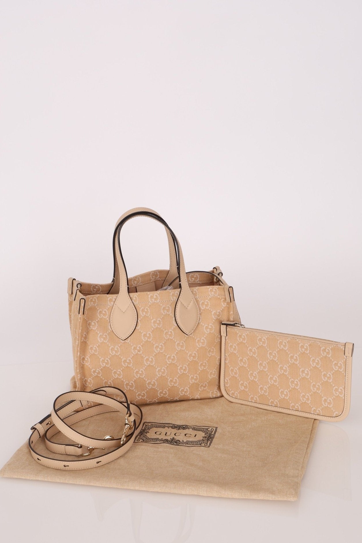 Gucci Canvas GG Denim Ophidia Medium Tote w/ Pouch - FashioNica