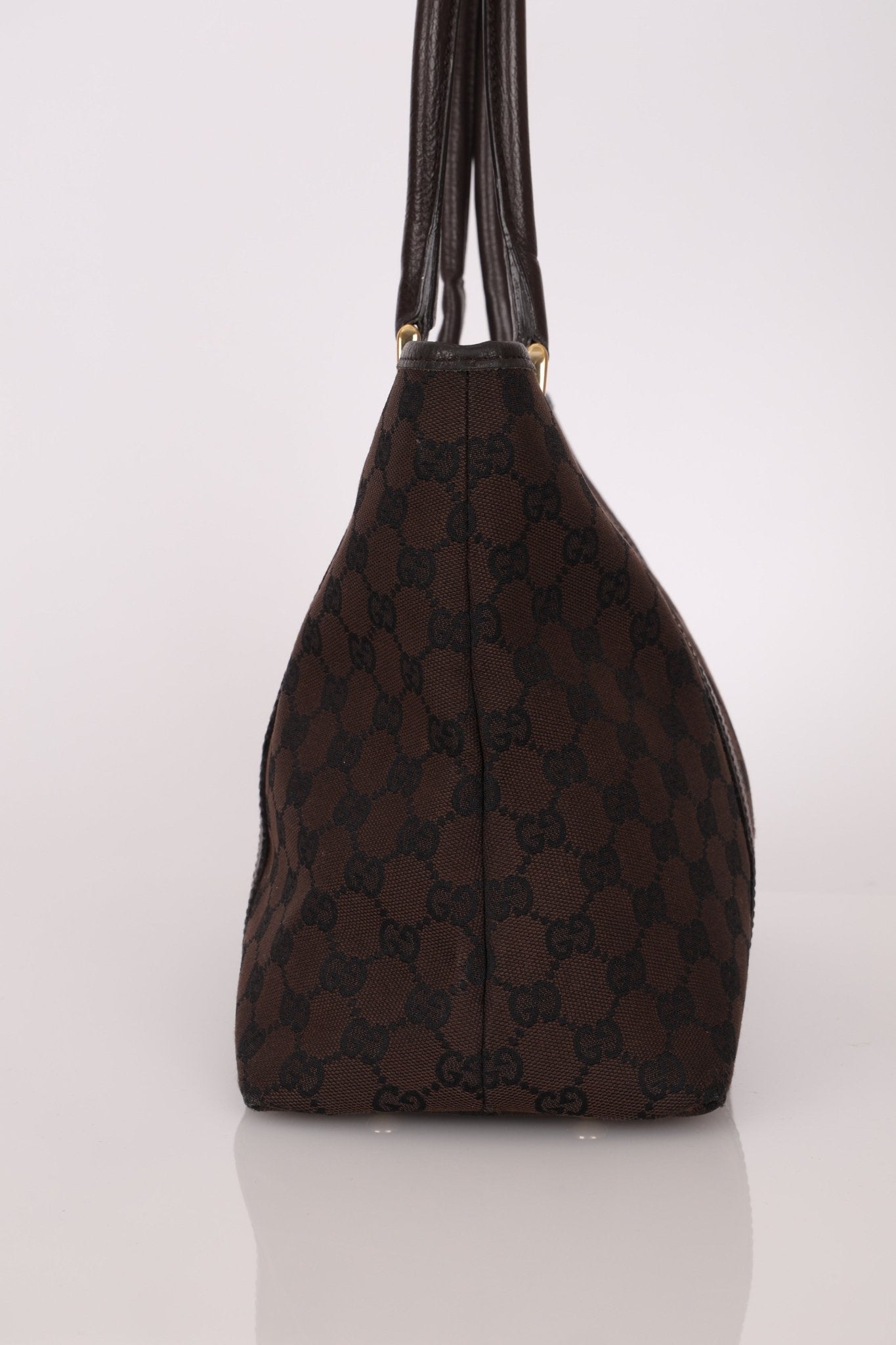 Gucci Canvas Monogram Chocolate Tote - FashioNica