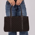 Gucci Canvas Monogram Chocolate Tote - FashioNica