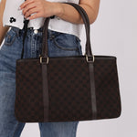 Gucci Canvas Monogram Chocolate Tote - FashioNica