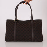 Gucci Canvas Monogram Chocolate Tote - FashioNica