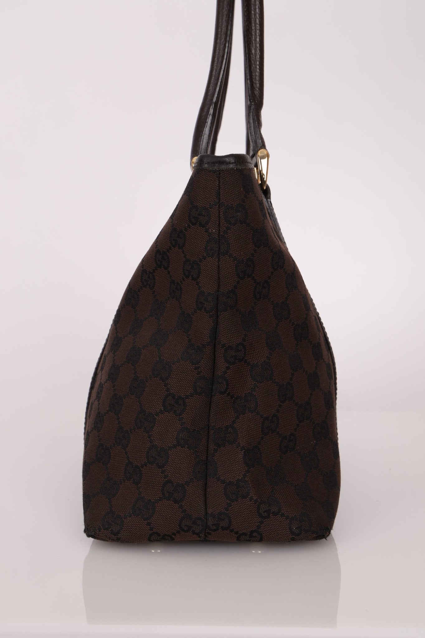 Gucci Canvas Monogram Chocolate Tote - FashioNica