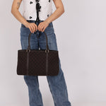 Gucci Canvas Monogram Chocolate Tote - FashioNica