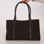 Gucci Canvas Monogram Chocolate Tote - FashioNica