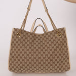 Gucci Canvas Monogram Large 1955 Horsebit Chain Tote - FashioNica