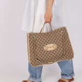 Gucci Canvas Monogram Large 1955 Horsebit Chain Tote - FashioNica
