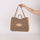 Gucci Canvas Monogram Large 1955 Horsebit Chain Tote - FashioNica