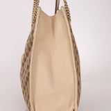 Gucci Canvas Monogram Large 1955 Horsebit Chain Tote - FashioNica