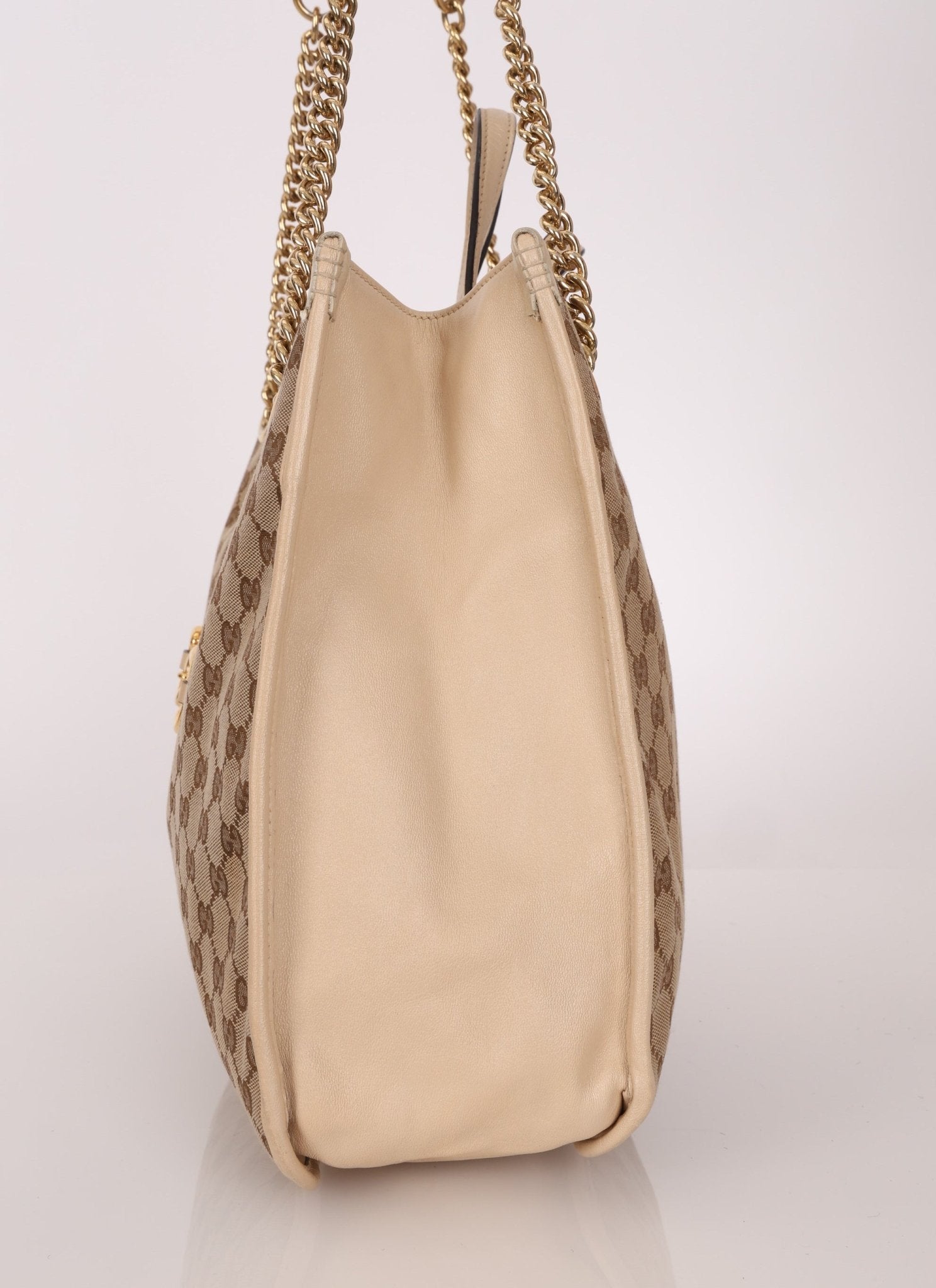 Gucci Canvas Monogram Large 1955 Horsebit Chain Tote - FashioNica