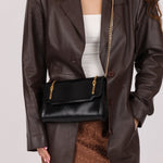 Gucci Chain Embellished Box Leather Clutch with Cardholder - FashioNica