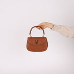 Gucci Chestnut Brown Bamboo Tunlock Top Handle with Strap - FashioNica