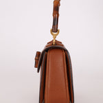 Gucci Chestnut Brown Bamboo Tunlock Top Handle with Strap - FashioNica