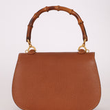 Gucci Chestnut Brown Bamboo Tunlock Top Handle with Strap - FashioNica