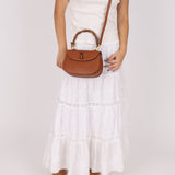 Gucci Chestnut Brown Bamboo Tunlock Top Handle with Strap - FashioNica