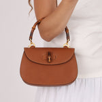 Gucci Chestnut Brown Bamboo Tunlock Top Handle with Strap - FashioNica