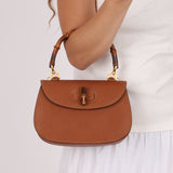 Gucci Chestnut Brown Bamboo Tunlock Top Handle with Strap - FashioNica