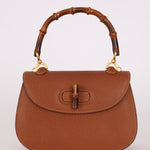 Gucci Chestnut Brown Bamboo Tunlock Top Handle with Strap - FashioNica