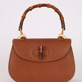 Gucci Chestnut Brown Bamboo Tunlock Top Handle with Strap - FashioNica
