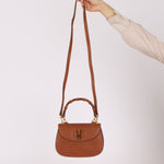 Gucci Chestnut Brown Bamboo Tunlock Top Handle with Strap - FashioNica