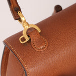 Gucci Chestnut Brown Bamboo Tunlock Top Handle with Strap - FashioNica