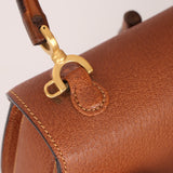 Gucci Chestnut Brown Bamboo Tunlock Top Handle with Strap - FashioNica