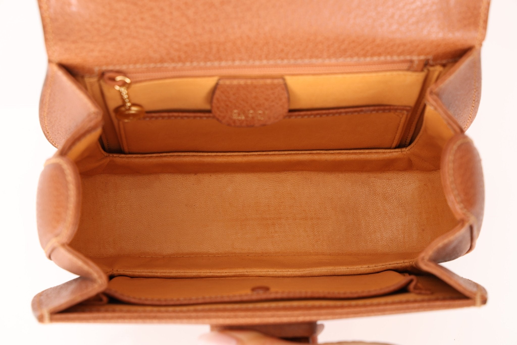 Gucci Chestnut Brown Bamboo Tunlock Top Handle with Strap - FashioNica