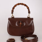 Gucci Chocolate Boxcalf Bamboo Top Handle with Mirror - FashioNica
