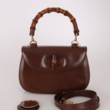 Gucci Chocolate Boxcalf Bamboo Top Handle with Mirror - FashioNica