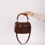 Gucci Chocolate Boxcalf Bamboo Top Handle with Mirror - FashioNica