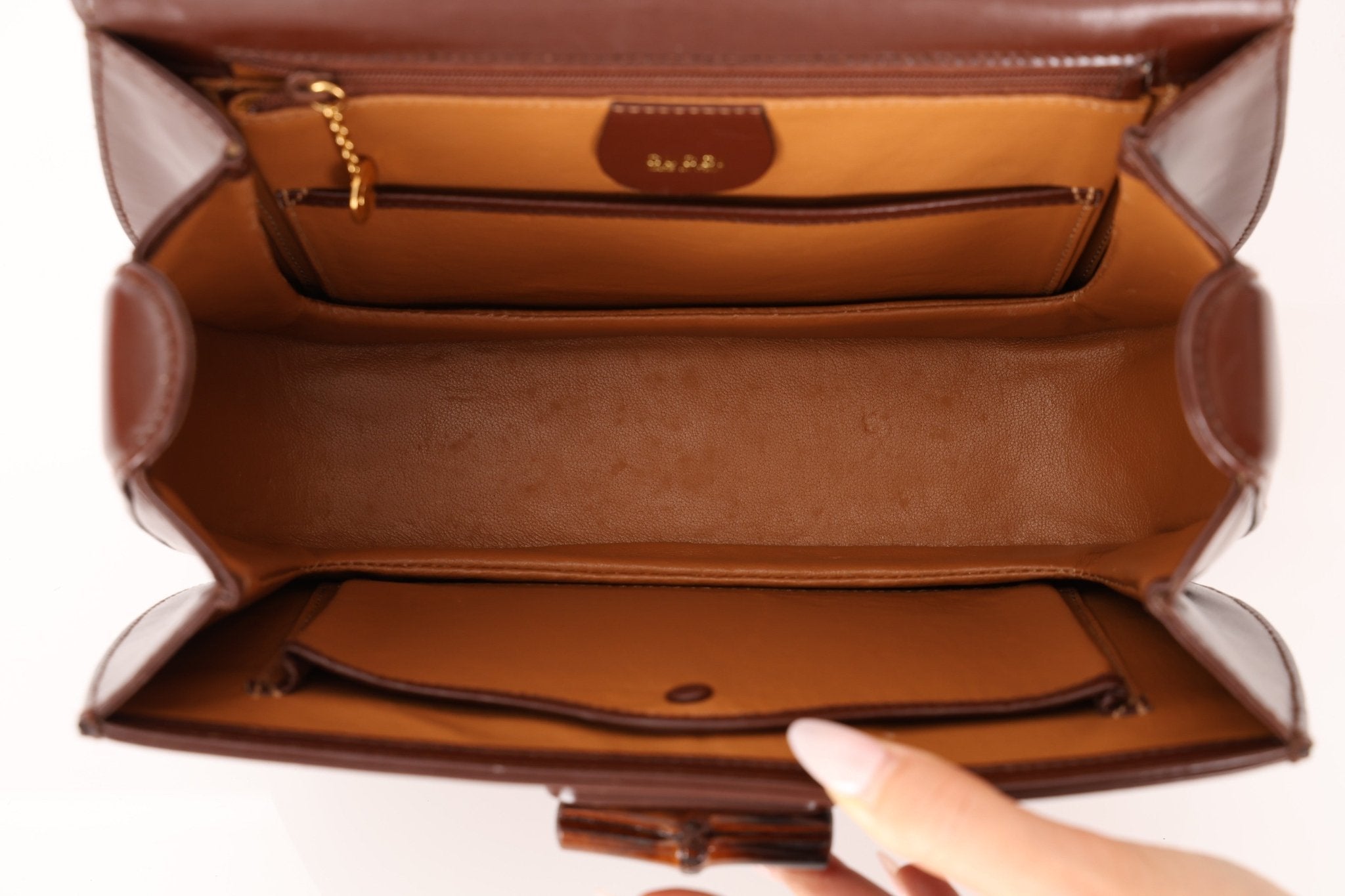 Gucci Chocolate Boxcalf Bamboo Top Handle with Mirror - FashioNica