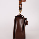 Gucci Chocolate Boxcalf Bamboo Top Handle with Mirror - FashioNica