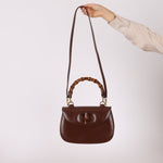 Gucci Chocolate Boxcalf Bamboo Top Handle with Mirror - FashioNica