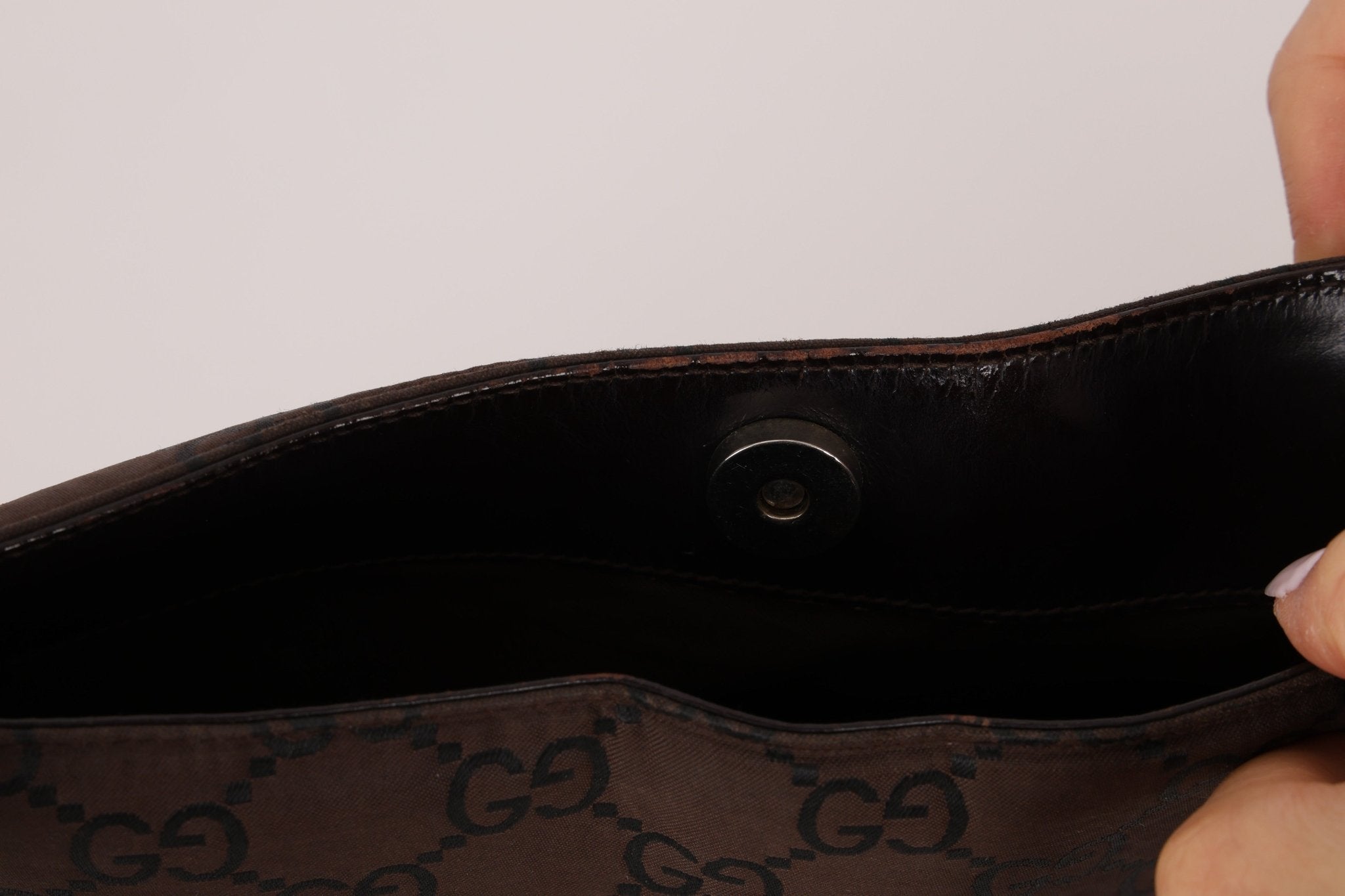 Gucci Chocolate Monogram Nylon Shoulder Bag - FashioNica