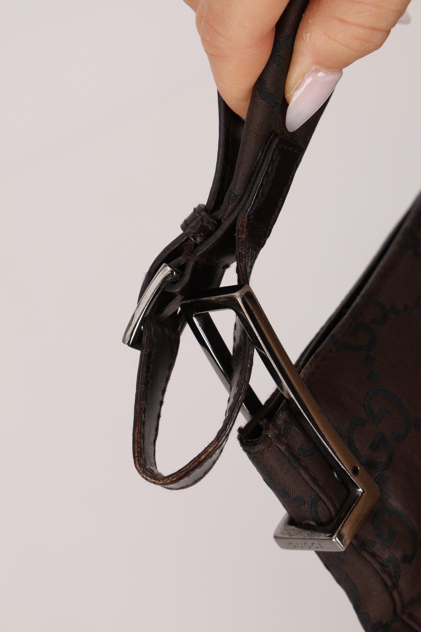 Gucci Chocolate Monogram Nylon Shoulder Bag - FashioNica