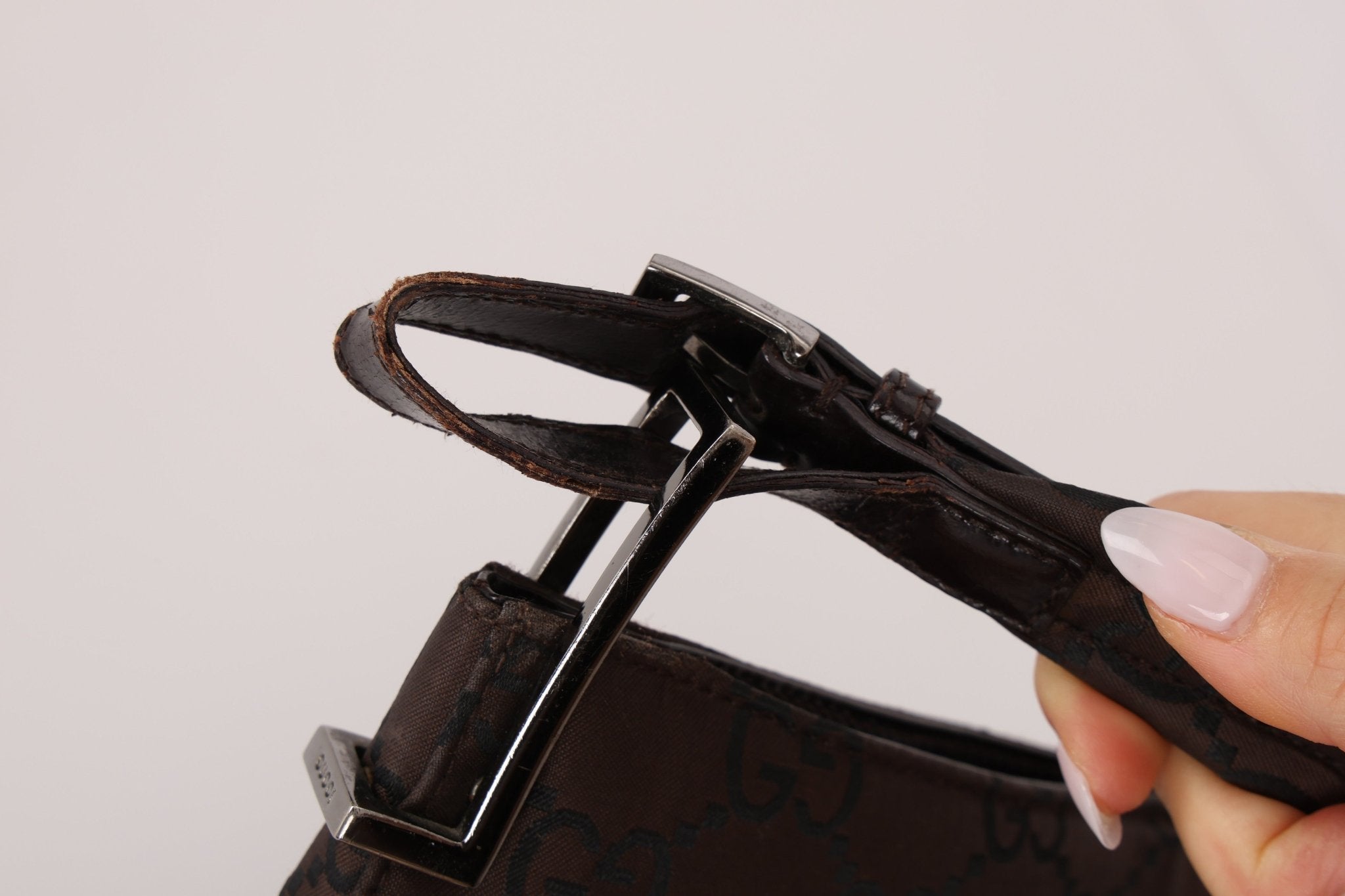 Gucci Chocolate Monogram Nylon Shoulder Bag - FashioNica